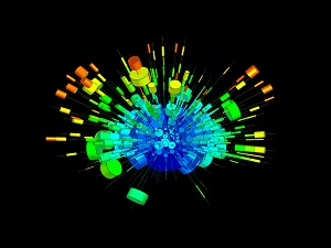 data visualisation of flights -bright colours on a black background