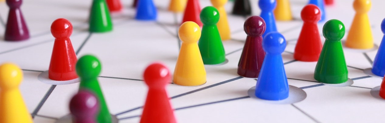 Colourful plastic cones on diagram