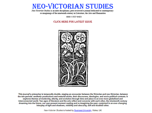 Screenshot of Neo-Victorian studies homepage.