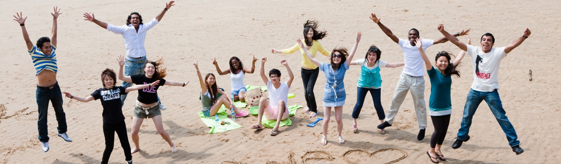 students on the beach