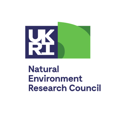 Natural Environment Research Council (NERC) logo blue, green and whte