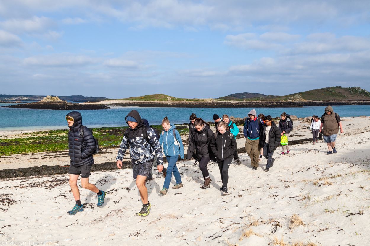 Photo of students on the coast of Scilly