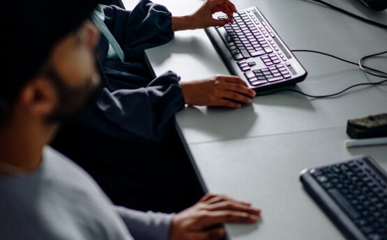 Students at computer keyboards