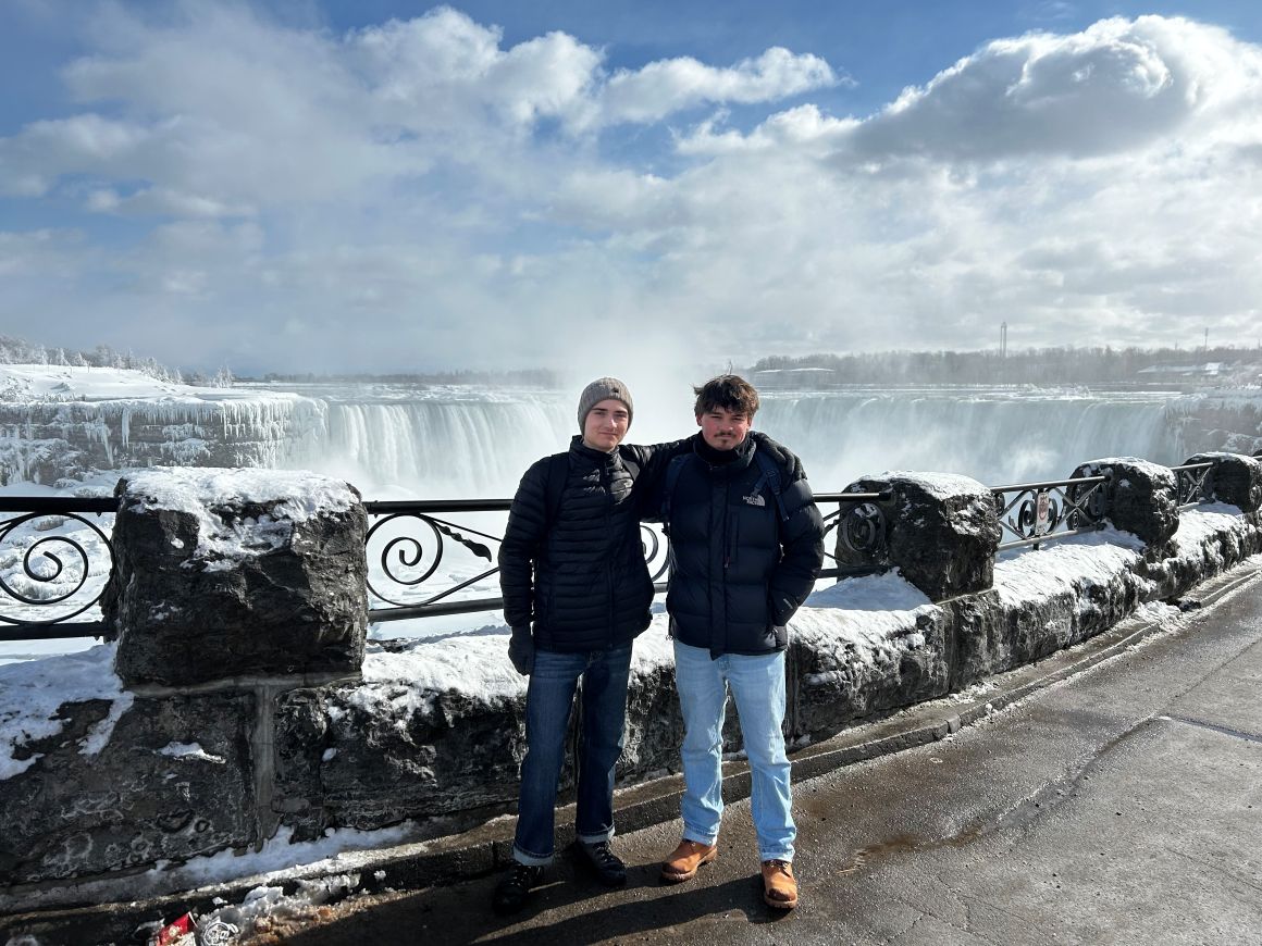 Students standing in front of Niagara Falls