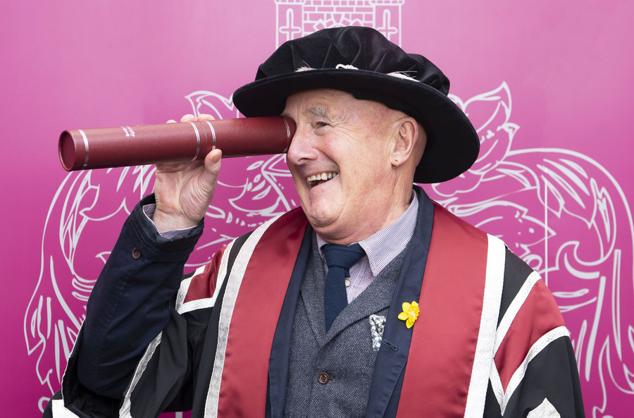 Dewi Pws with his honorary degree