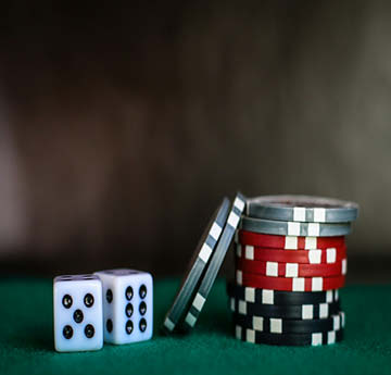 Dice and poker chips