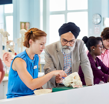 Student looking at an x ray