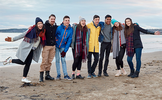 Students on the beach