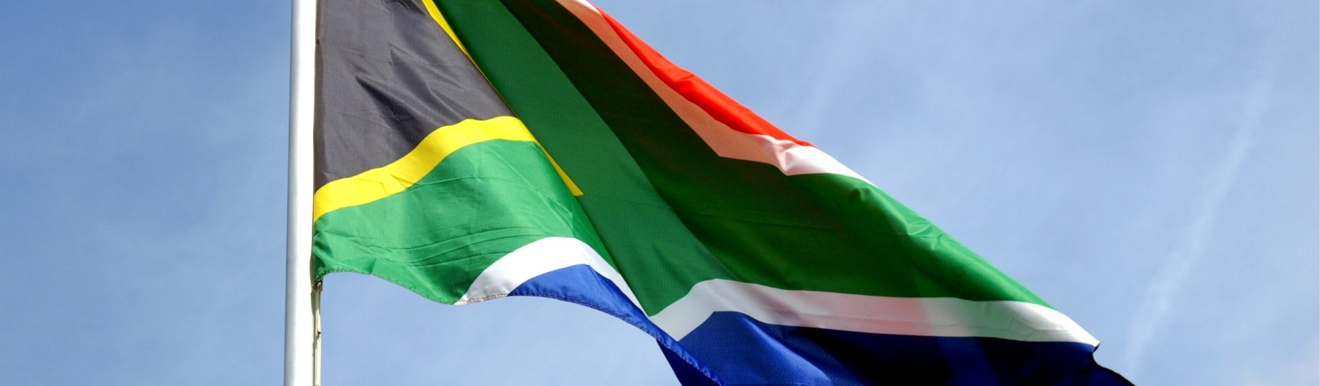 South Africa flag blowing in the breeze.