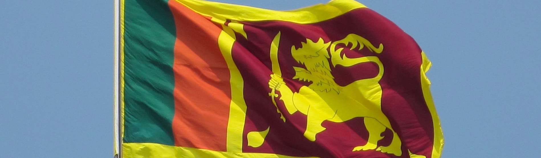 Sri Lankan flag waving in the breeze.