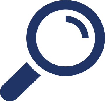 A simple graphic navy magnifying glass on a white background, which leads to the International Scholarships webpage