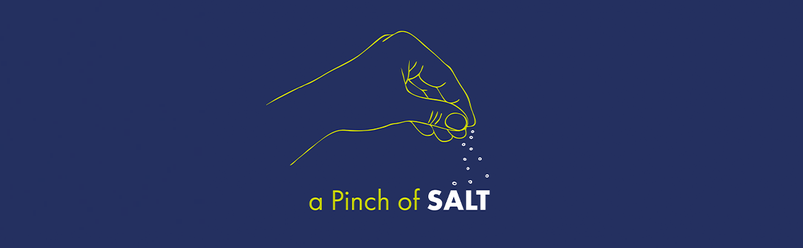 The Pinch of SALT podcast logo - a hand sprinkling some salt above text that reads 'a Pinch of SALT'