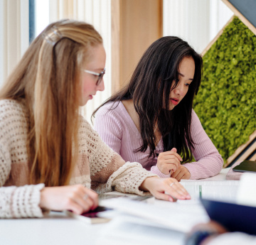 Students at the library