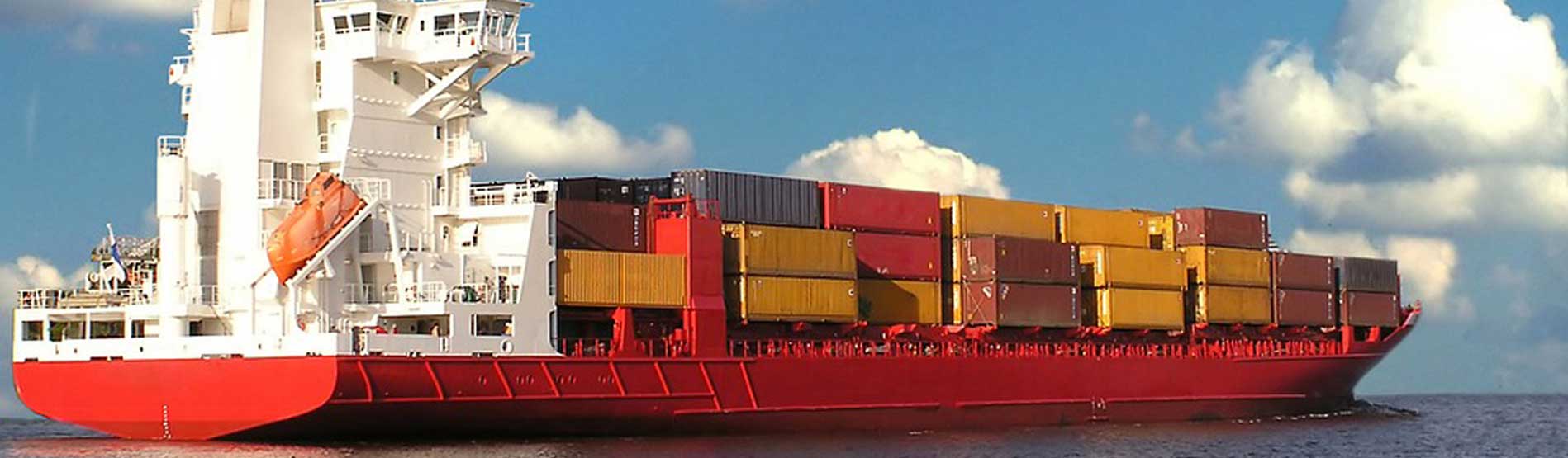 a red cargo ship