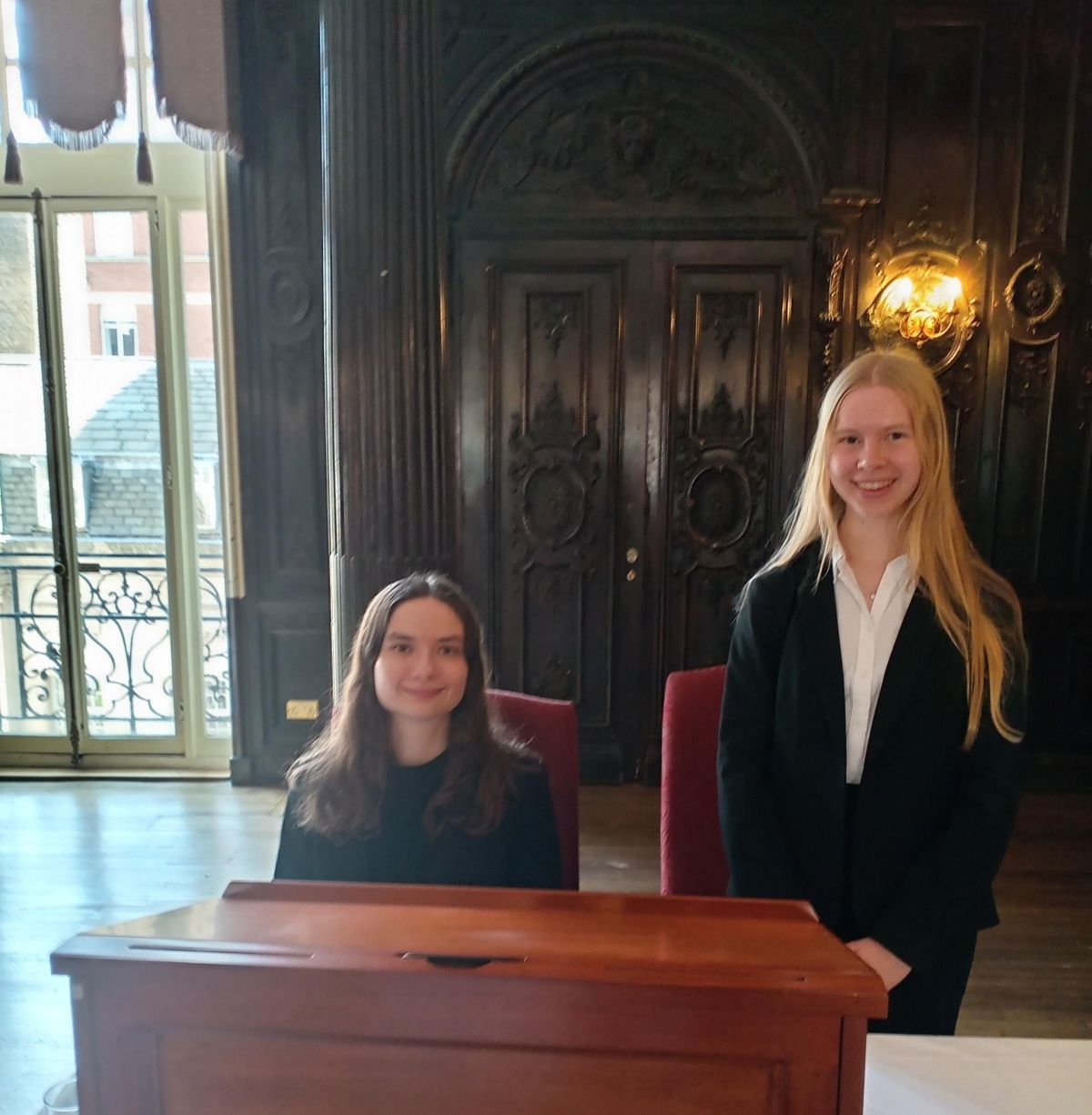 Two students at Dartmouth House