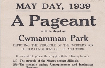 Poster advertising May Day Pageant at Cwmamman, 1939