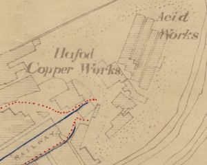 Map showing Hafod Copper Works, Swansea