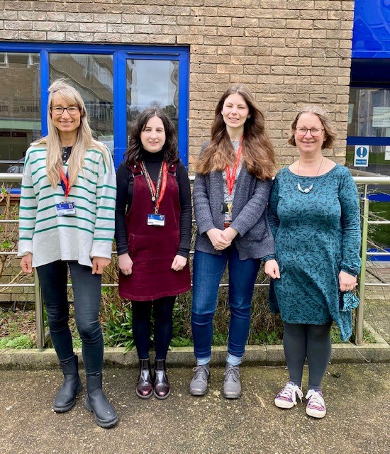 This image shows four members of the Transcription Centre Team (Tina, Naomi, Sofie and Angharad)