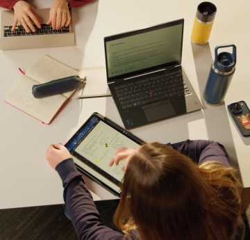 An image of a student studying using an iPad.