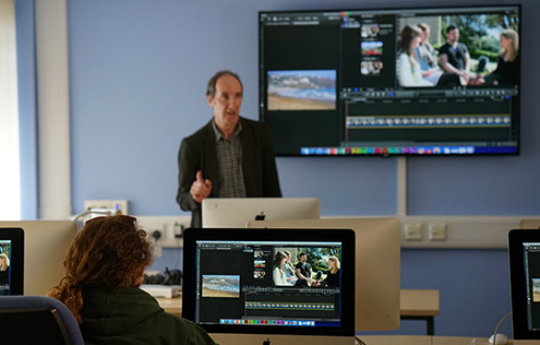 One of our media lecturers presenting