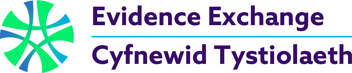 An image of the EvEx logo which features English and Welsh text