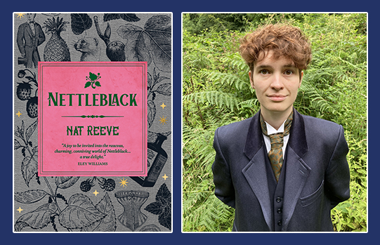 Photo of Nat Reeve and the cover of 'Nettleblack'
