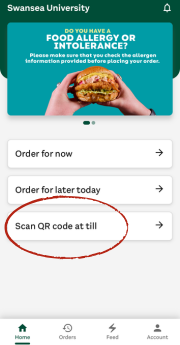 screenshot of an app and circled to scan qr code