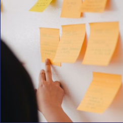 Post it notes on whiteboard 