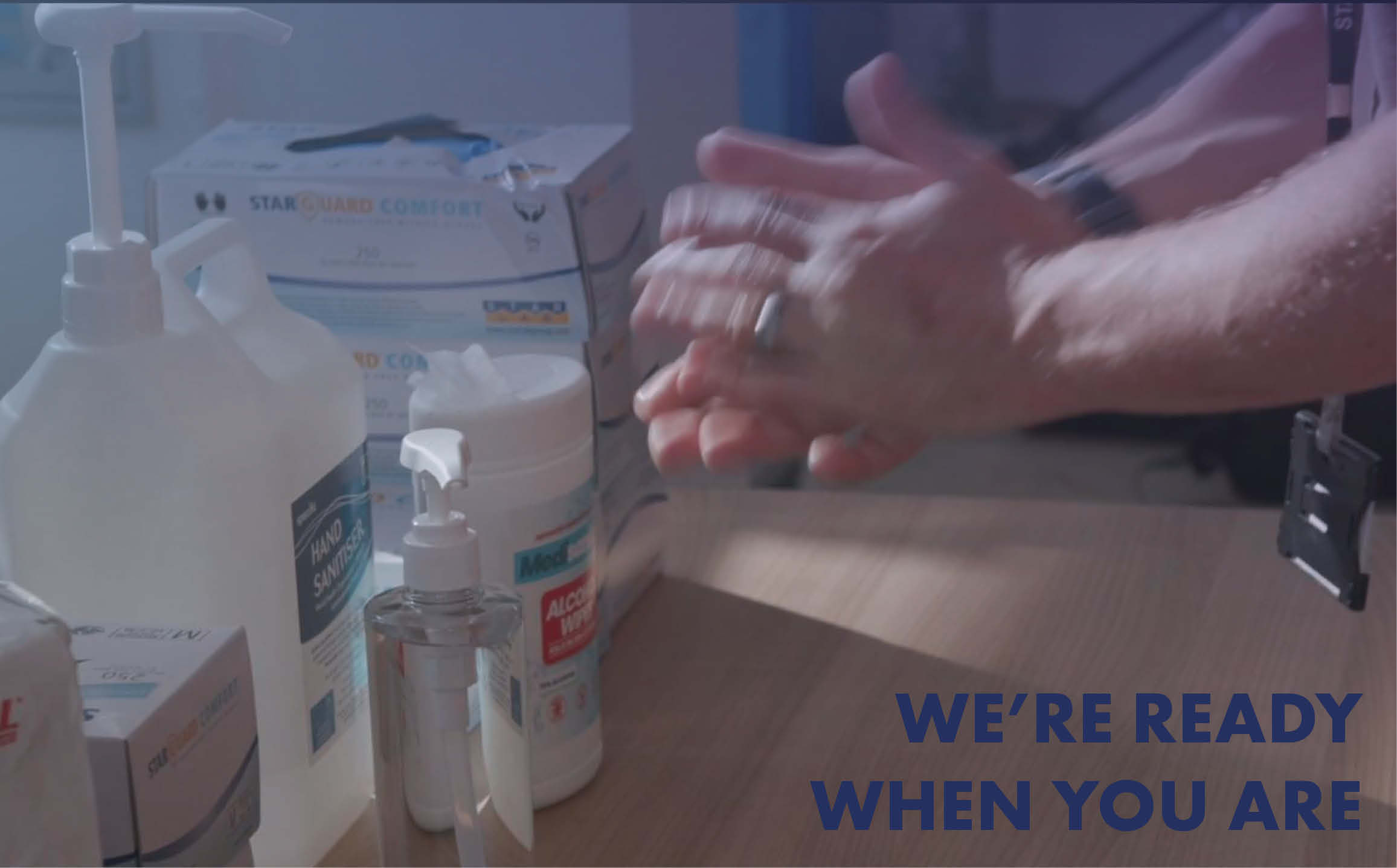 Hand washing with hand sanitiser