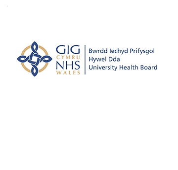 Hywel Dda University Health Board navy logo on white background