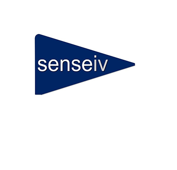 Sense IV logo in navy on a white background 