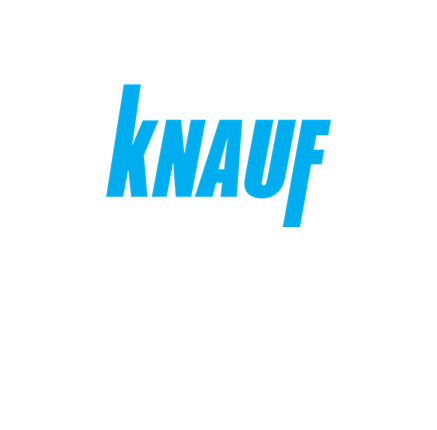 knauf text logo blue on white backgound