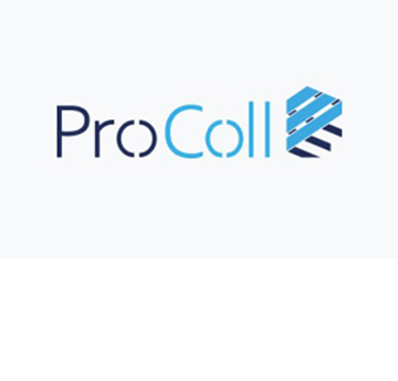 Procoll logo in blue/nave on white background