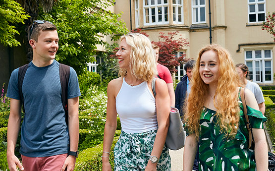 Students walking outside the Abbey