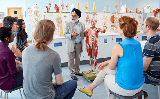 Medical educator in Anatomy laboratory