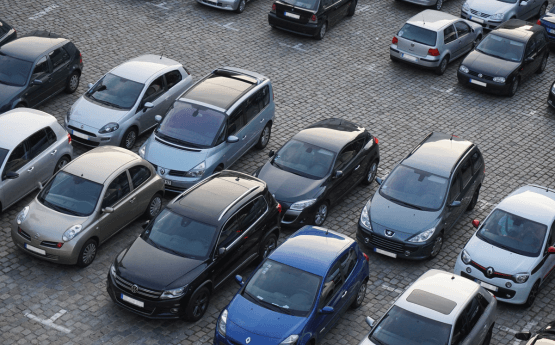 Aerial image of cars in a car park