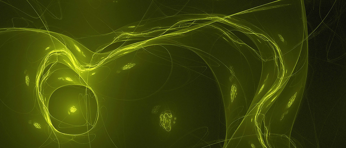 Fractal image with green swirls