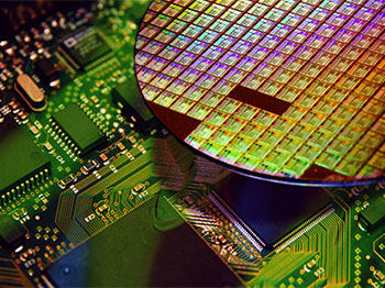 An extreme close-up of a semiconductor 