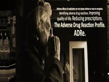 Image of elderly man and text explaining the benefits of adverse drug reaction profiles.