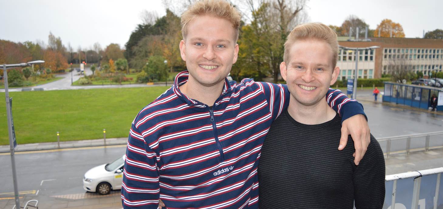 Alex (left) and Will Carroll-Adams who are now both studying medicine at Swansea University Medical School.