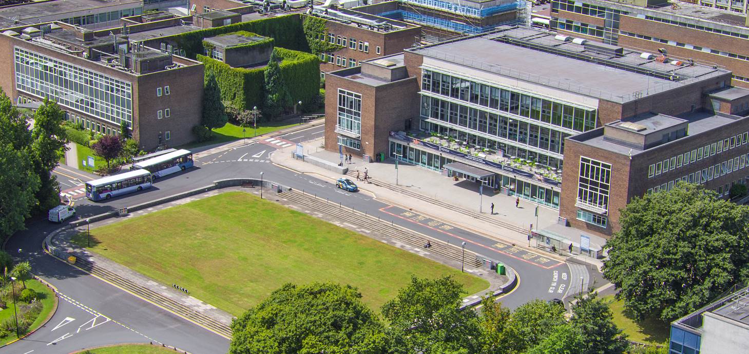 Aerial view of Fulton House at Singleton campus. Swansea University supports National Day of Reflection on 23 March 2021 