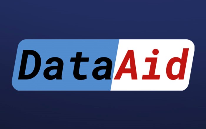 Data Aid logo; the first event of the DataAid programme saw 25 PhD students, including 9 from Swansea University, work together with three UK charities to solve real-world data problems.