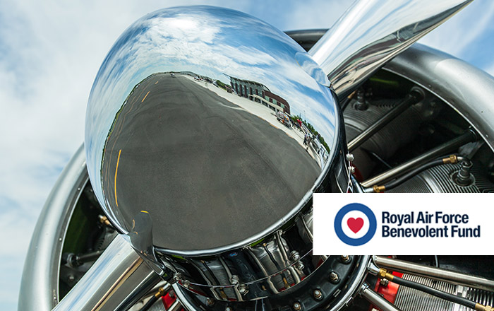 Aeroplane engine with RAF Benevolent Fund logo