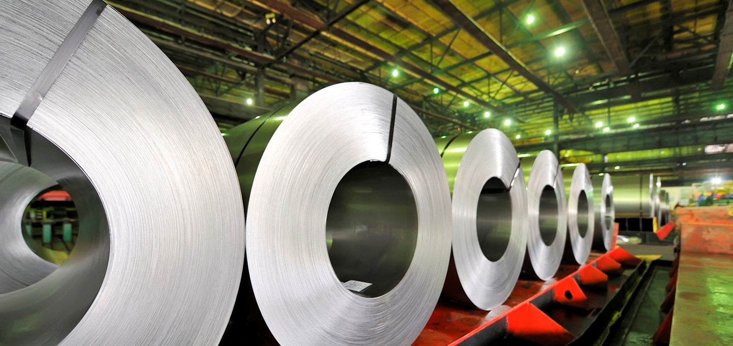 Steel coils in a factory