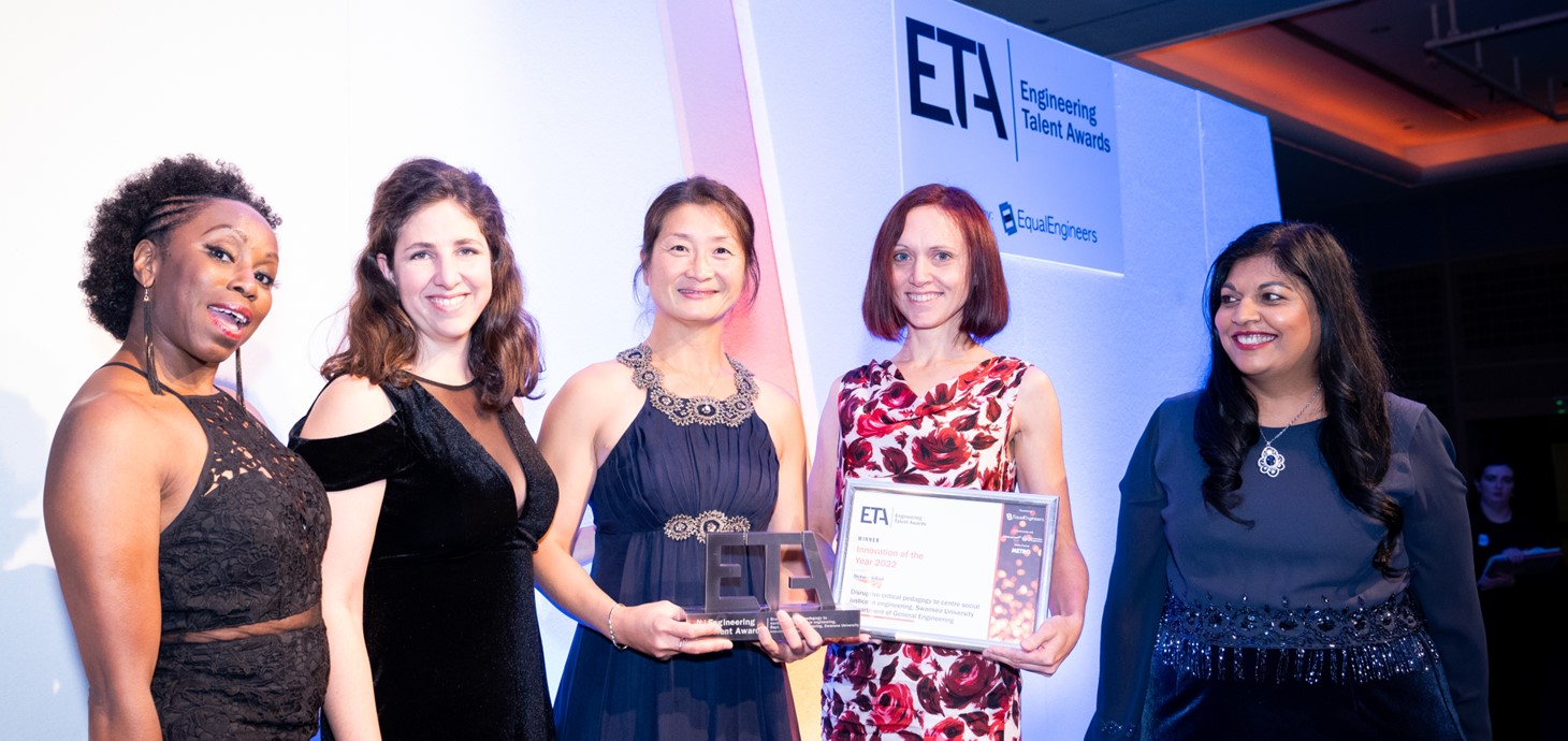 (Left to right) Fayon Dixon, broadcaster and awards host, Gabrielle Orbaek White, Xiaojun Yin, Dr Patricia Xavier and Kamini Edgley, Director of Safety and Engineering at Network Rail.