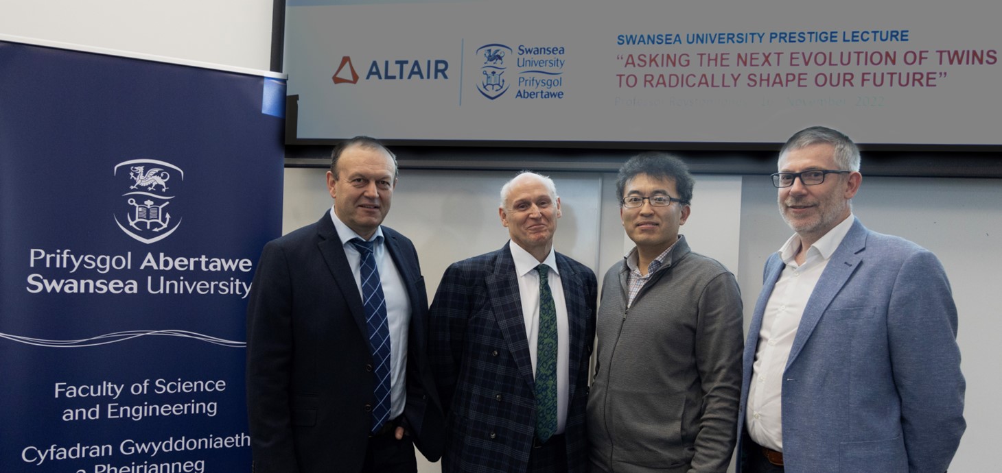 (L-R) Professor Hans Sienz, Professor Royston Jones, Professor Chenfeng Li and Professor Arnold Beckman at the prestige lecture. 