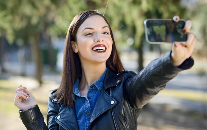 A person taking a selfie