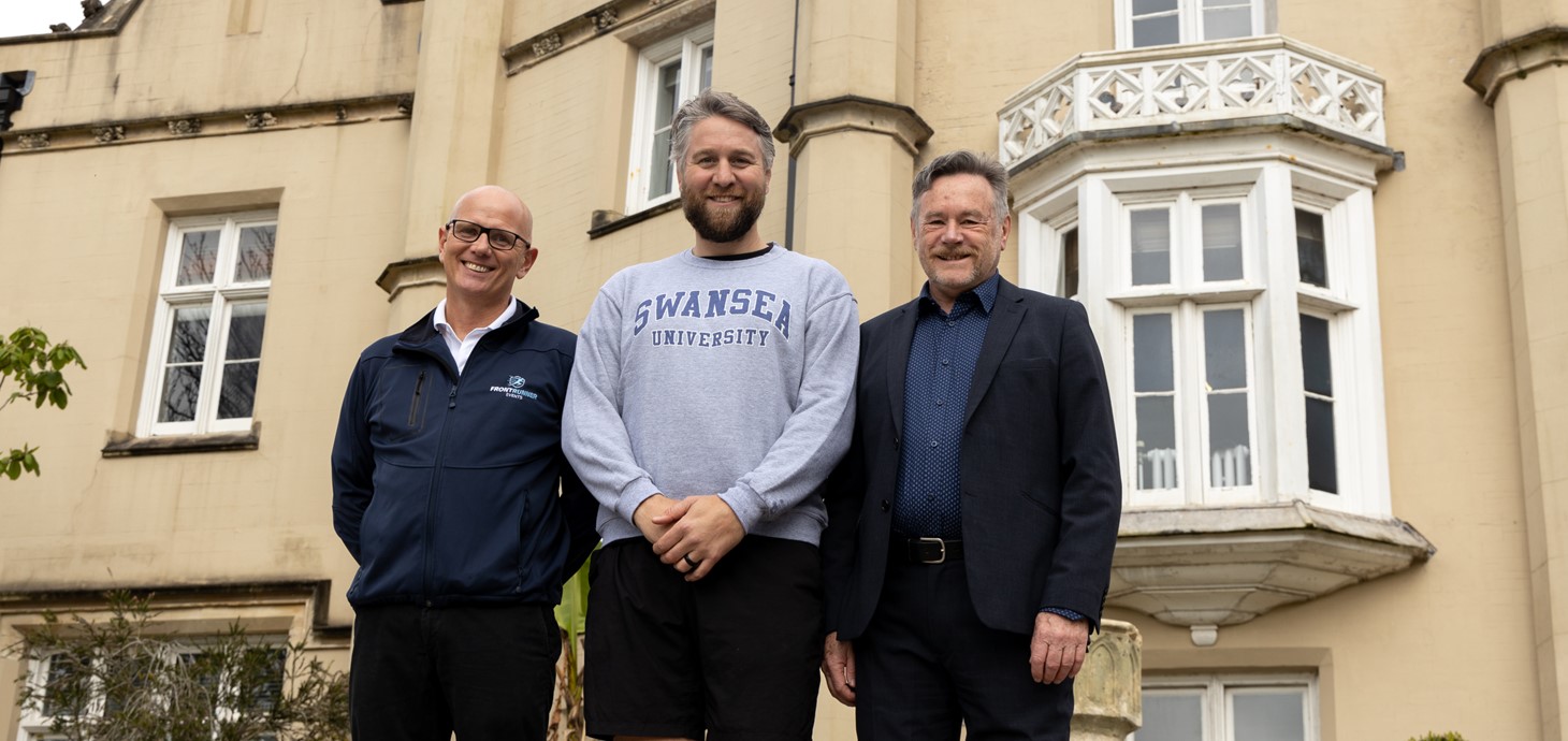  David Martin-Jewell, managing director of Front Runner Events, Ryan Jones, and Professor Keith Lloyd, Executive Dean and Pro-Vice-Chancellor, Faculty of Medicine, Health & Life Science