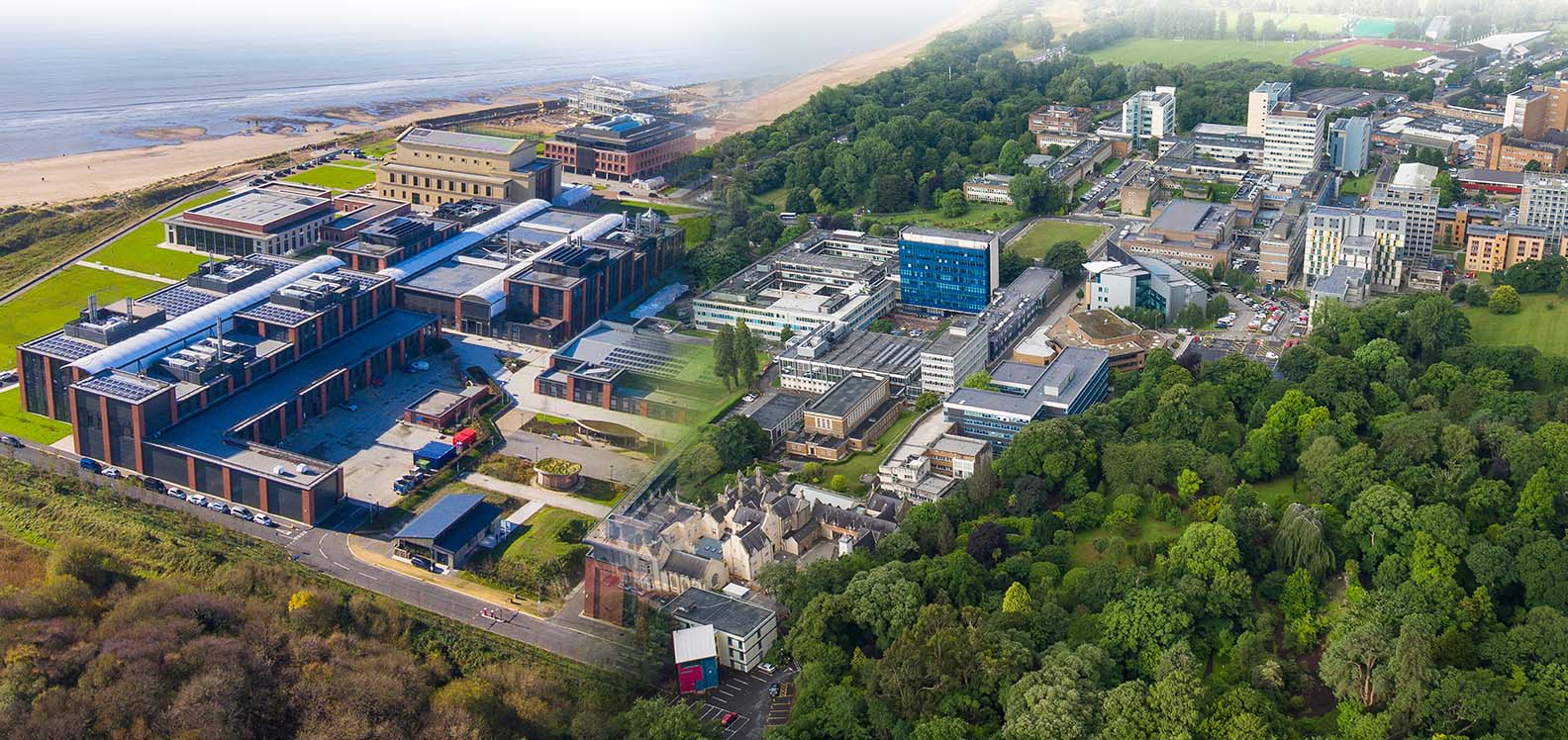 An aerial view of both Singleton and Bay campuses
