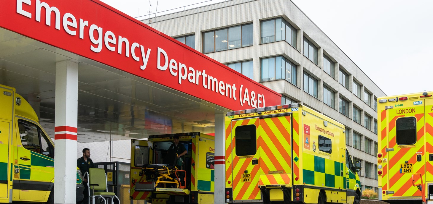 Ambulances outside a hospital A&E department